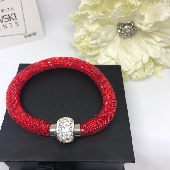 7" Red Crystal Mesh Bracelet [JW-25] - Picture 3 of 6
